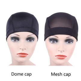 YANTAISIYU 2 Pcs/Lot Black Dome Cap Wig Caps Stretchy Wig Cap with Wide Elastic Band for Making Wig (Dome Cap S)