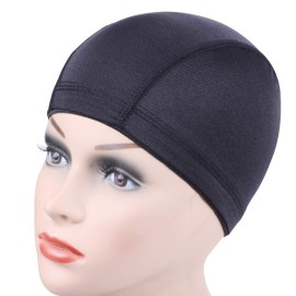 YANTAISIYU 2 Pcs/Lot Black Dome Cap Wig Caps Stretchy Wig Cap with Wide Elastic Band for Making Wig (Dome Cap S)
