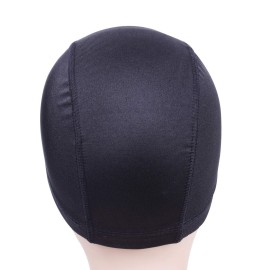 YANTAISIYU 2 Pcs/Lot Black Dome Cap Wig Caps Stretchy Wig Cap with Wide Elastic Band for Making Wig (Dome Cap S)