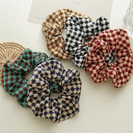 9PCS Plaid Style Womens Hair Scrunchies Elastic Hair Bands Girls Headwear Soft Elastic Bandage 7 Colors Fashion Ornaments, Accessories, Hairbands