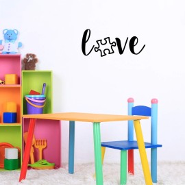 Vinyl Wall Art Decal - Love Puzzle Piece - 9.5 x 22 - Trendy Motivational Good Vibes Cute Quote Sticker for Home Bedroom Kids Room Playroom Nursery Daycare School Classroom Decor
