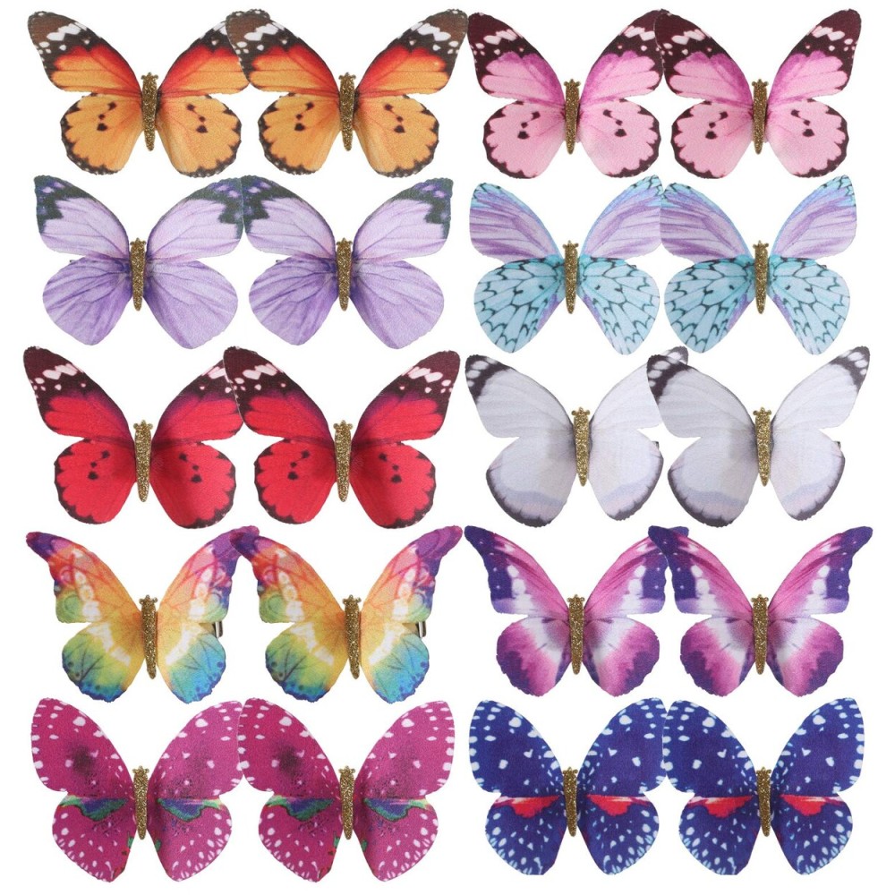 inSowni 20 Pack Multi Colors Butterfly Alligator Hair Clips Barrettes Bridal Wedding Accessories for Women Girls Kids