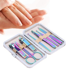 Nail Clipper Set - 7pcs Colorful Professional Stainless Steel Portable Travel Grooming Kit Nail Care Nail Scissors Kit Mens Women