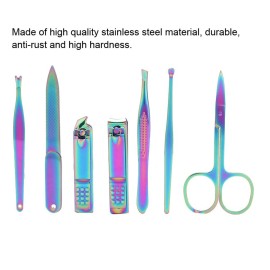 Nail Clipper Set - 7pcs Colorful Professional Stainless Steel Portable Travel Grooming Kit Nail Care Nail Scissors Kit Mens Women