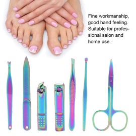 Nail Clipper Set - 7pcs Colorful Professional Stainless Steel Portable Travel Grooming Kit Nail Care Nail Scissors Kit Mens Women