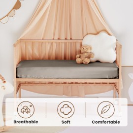 THXSILK Pure Silk Fitted Crib Sheet, Organic Crib Bedding-Ultra Soft, Smooth, 100% Top Grade Mulberry Silk, 28 x 52 x 8 (Grey)