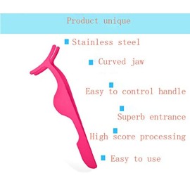 HOYUJI False Eyelash Applicator, Eyelash Extension Tweezers with Silicone Sleeve for Easy Application and Removal of Magnetic Eyelashes - Adjust and Repair (Pink)