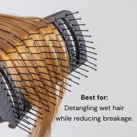 L\'ANGE HAIR Siena Wide Curved Vented Detangle Brush | Nylon Bristles | Best for Tangles and Knots | Ideal for Men and Women | Vented for Airflow | Black