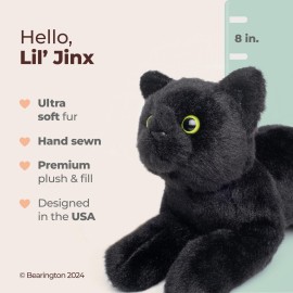 Bearington Collection Lil\' Jinx Black Cat Plush Toy, 8-Inch Realistic Stuffed Animal for Kids