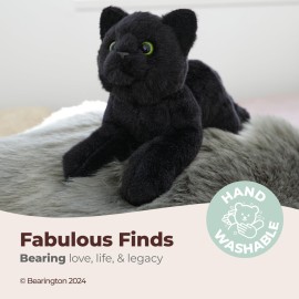 Bearington Collection Lil\' Jinx Black Cat Plush Toy, 8-Inch Realistic Stuffed Animal for Kids