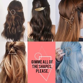 Gold Silver Minimalist Hair Clips Dainty Feather Hollow Hair Clips Set Feather Hair Pins Geometric Barrette Hair Accessories for Women Gold Silver Minimalist Hair Clips Dainty Feather Hollow Hair Clips Set Feather Hair Pins Geometric Barrette Hair Accessories for Women