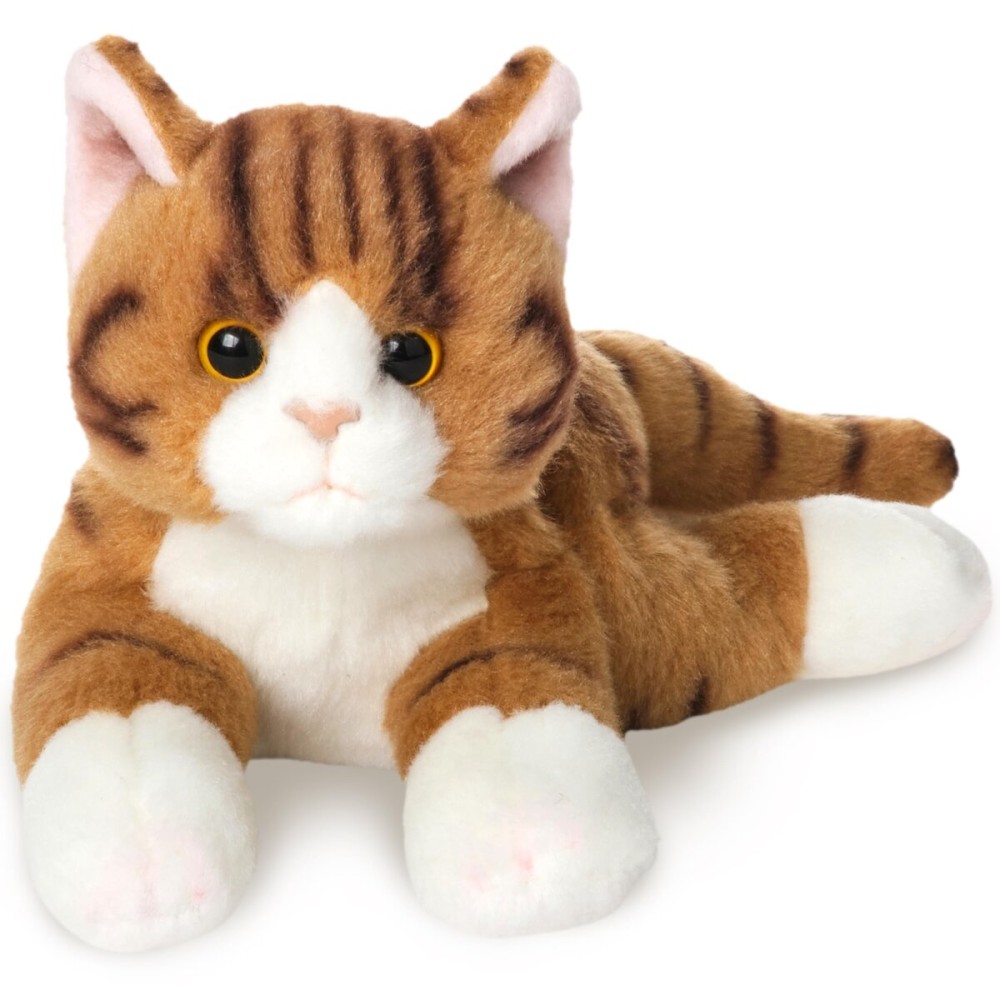 Bearington Collection Lil\' 8-Inch Tabby Cat Plush Toy - Orange Cat Stuffed Animal That Looks Real for Kids