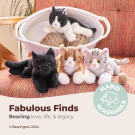 Bearington Collection Lil\' 8-Inch Tabby Cat Plush Toy - Orange Cat Stuffed Animal That Looks Real for Kids