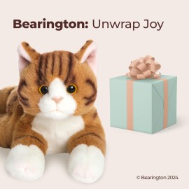 Bearington Collection Lil\' 8-Inch Tabby Cat Plush Toy - Orange Cat Stuffed Animal That Looks Real for Kids