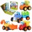 Construction Toy Truck Set for Toddlers Ages 1-4 - Push & Pull Friction Trucks, Matching Book - BPA Free Cars for Boys & Girls