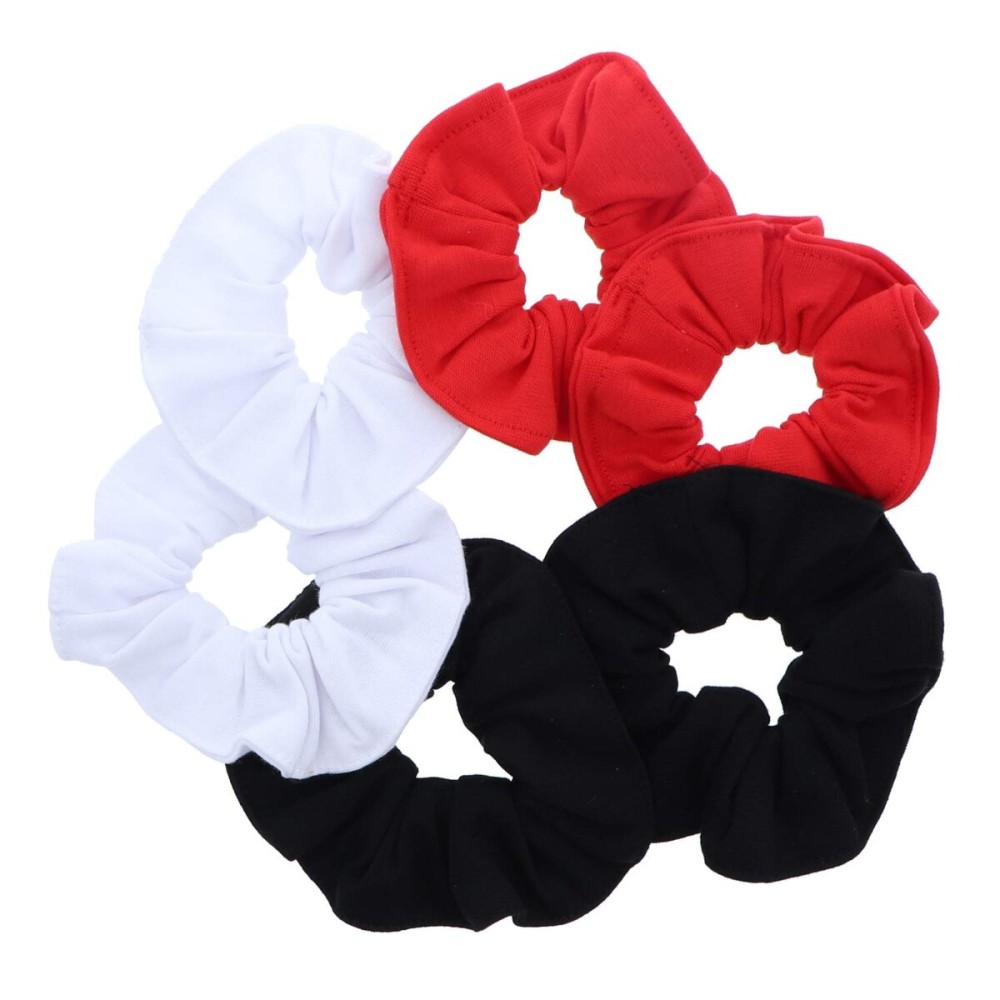 Large Solid Scrunchie - Set of 6-Black White Red