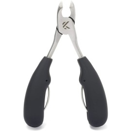 Toe Nail Clippers for Thick Nails - KLIPP Toenail Clippers Ingrown and Cuticle Nipper Trimmer Made of Rustproof Stainless Steel with Short Curved Blades, Ergonomic TPU Grips and Dual Spring Mechanism