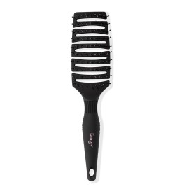 L\'ANGE HAIR Siena Curved Vented Hair Brush | Detangling Brush with Nylon Bristles | Best for Tangles and Knots | Ideal for Men and Women | Flexible Design for Airflow (Black)