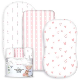 100% Organic Cotton Fitted Bassinet Sheets Fits Ha..