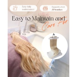 Sunny Hair Clip in Hair Extensions Straight Human Hair Clip in Extensions Remy Clip in Hair Extensions Real Human Hair Extensions Clip ins Ash Blonde Highlights Bleach Blonde 14inch