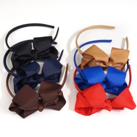 DED 16 Pack Hair Bows Plastic Hair Headband Grosgrain Ribbon Headbands Hair Hoops Hair Accessories for Baby Girls Kid