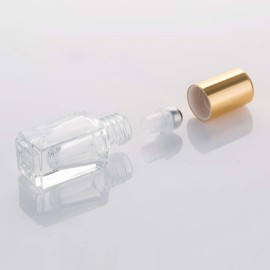 3ml Square Glass Roller Bottle For Essential Oils,Mini Glass Bottles With Stainless Steel Roller Balls,Gold Aluminum Caps Portable Roll-On Vial Aromatherapy Perfume Container-10 Pack 3ml Square Glass Roller Bottle For Essential Oils,Mini Glass Bottles With Stainless Steel Roller Balls,Gold Aluminum Caps Portable Roll-On Vial Aromatherapy Perfume Container-10 Pack