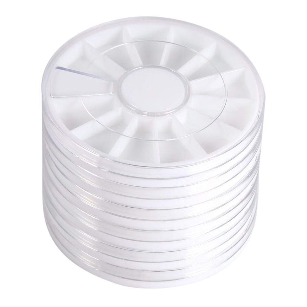 Nail Art Organizer, Rotekt 6Pcs/Set 12 Compartments Nail Art Decoration Gem Rhinestone Empty Wheel Box DIY Glitter Nail Decorations Dotting Tool Storage Container