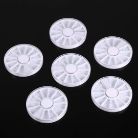 Nail Art Organizer, Rotekt 6Pcs/Set 12 Compartments Nail Art Decoration Gem Rhinestone Empty Wheel Box DIY Glitter Nail Decorations Dotting Tool Storage Container