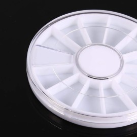 Nail Art Organizer, Rotekt 6Pcs/Set 12 Compartments Nail Art Decoration Gem Rhinestone Empty Wheel Box DIY Glitter Nail Decorations Dotting Tool Storage Container