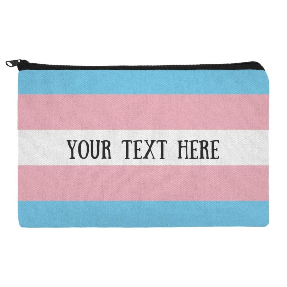 Personalized Custom 1 Line Transgender Pride Flag Makeup Cosmetic Bag Organizer Pouch