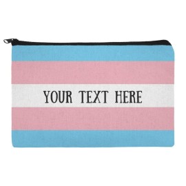 Personalized Custom 1 Line Transgender Pride Flag Makeup Cosmetic Bag Organizer Pouch