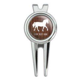 GRAPHICS & MORE Personalized Custom 1 Line Horse Silhouette on Wood Golf Divot Repair Tool and Ball Marker