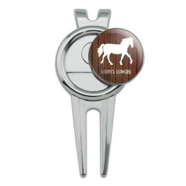GRAPHICS & MORE Personalized Custom 1 Line Horse Silhouette on Wood Golf Divot Repair Tool and Ball Marker