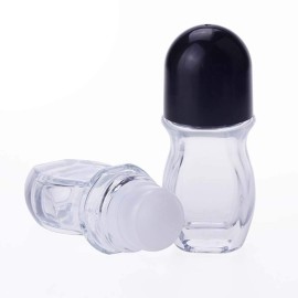 4Pcs 50ml/1.69 Oz Clear Refillable Glass Roll-On Deodorant Bottles Reusable Leak-Proof Massage Roller Bottles Containers with Roller Ball and White Cap for DIY Deodorant, 3ml Transfer Dropper