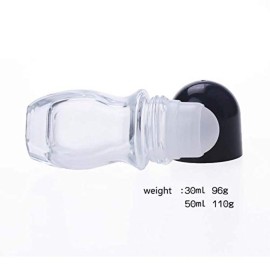 4Pcs 50ml/1.69 Oz Clear Refillable Glass Roll-On Deodorant Bottles Reusable Leak-Proof Massage Roller Bottles Containers with Roller Ball and White Cap for DIY Deodorant, 3ml Transfer Dropper