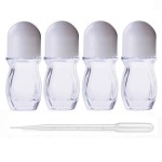 4Pcs 30ml/1 Oz Clear Refillable Glass Roll-On Deodorant Bottles Reusable Leak-Proof Massage Roller Bottles Containers with Roller Ball and White Cap for DIY Deodorant, 3ml Transfer Dropper