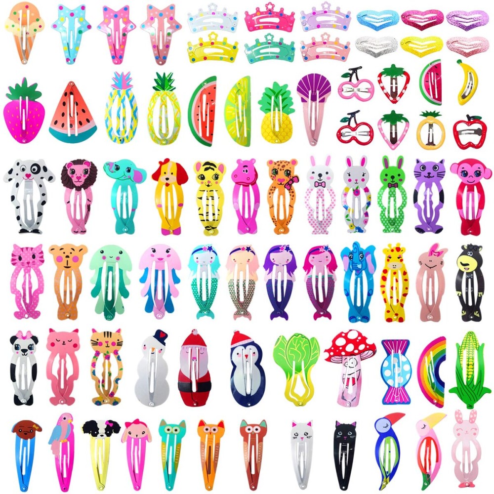 Girls Hair Clips Barrettes, Funtopia 80 Pcs Lovely Animal Fruit Printed Pattern Metal Snap Hair Clips Cartoon Design Hairpins for Kids Teens Pets Girls Hair Clips Barrettes, Funtopia 80 Pcs Lovely Animal Fruit Printed Pattern Metal Snap Hair Clips Cartoon Design Hairpins for Kids Teens Pets