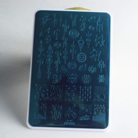 2pcs Sun Moon Star Nail Plates Stamping Set Sea Shell Pattern Stamp Templates Geometry Flowers Nail Art Stamper Plates for DIY Print Manicure Salon Design Gift Supplies 9.5x14.5CM