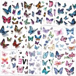 Konsait Kids Tattoos Butterfly Temporary Tattoos, Fake Tattoo Sticker for Girls Kids Women Children\'s Birthday Party Bag Filler Gift Birthday Girls Party Favors, 16 Sheets