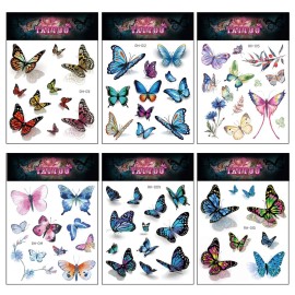 Konsait Kids Tattoos Butterfly Temporary Tattoos, Fake Tattoo Sticker for Girls Kids Women Children\'s Birthday Party Bag Filler Gift Birthday Girls Party Favors, 16 Sheets