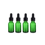 4Pcs 0.3 Ounce Green Glass Dropping Bottles with Glass Eye Dropper Round Empty Cosmetic Dispenser for Essential Oil Perfume Aromatherapy