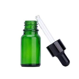 4Pcs 0.3 Ounce Green Glass Dropping Bottles with Glass Eye Dropper Round Empty Cosmetic Dispenser for Essential Oil Perfume Aromatherapy
