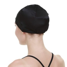 Wig Cap,100% Mulberry Silk Hair Loss Cancer Women Bald Head Elastic Band Black