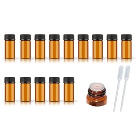 AFMNQZ 50Pack Set 3ML Amber Glass Bottle with Orifice Reducer and Cap Small Essential Oil Vials (3ML)