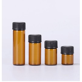 AFMNQZ 50Pack Set 3ML Amber Glass Bottle with Orifice Reducer and Cap Small Essential Oil Vials (3ML)