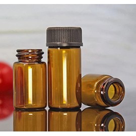 AFMNQZ 50Pack Set 3ML Amber Glass Bottle with Orifice Reducer and Cap Small Essential Oil Vials (3ML)
