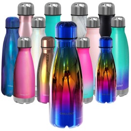 CHILLOUT LIFE Stainless Steel Water Bottle for Kids School: 12 oz Double Wall Insulated Cola Bottle Shape for Cold and Warm Drinks, BPA Free Metal Sports Bottle for Boys, Girls & Women