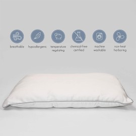 Woolino Toddler Pillow, Premium Breathable 100% Wool Fill & Cotton Cover Toddler Sleeping Pillow, Small Kids Travel Size, 14x19