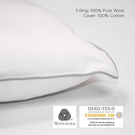 Woolino Toddler Pillow, Premium Breathable 100% Wool Fill & Cotton Cover Toddler Sleeping Pillow, Small Kids Travel Size, 14x19