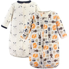 Hudson Baby Cotton Long-Sleeve Wearable Sleeping Bag, Sack, Blanket, Forest, 3-9 Months